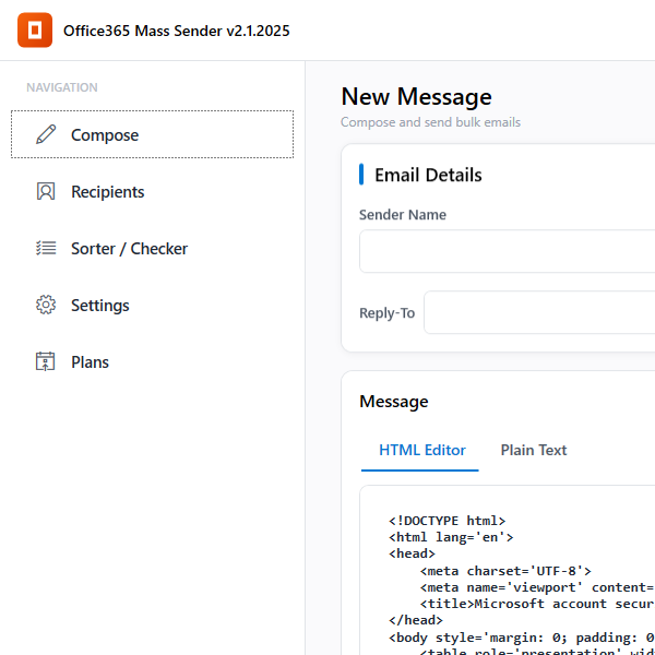 Office365 Mass Sender v2.1.2025 – High Inbox Bulk Email Software